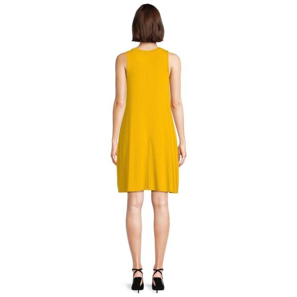 Time & Tru Autumn Gold Sleeveless A-Line Swing Dress Casual Stretch Rayon Size M - Picture 3 of 6